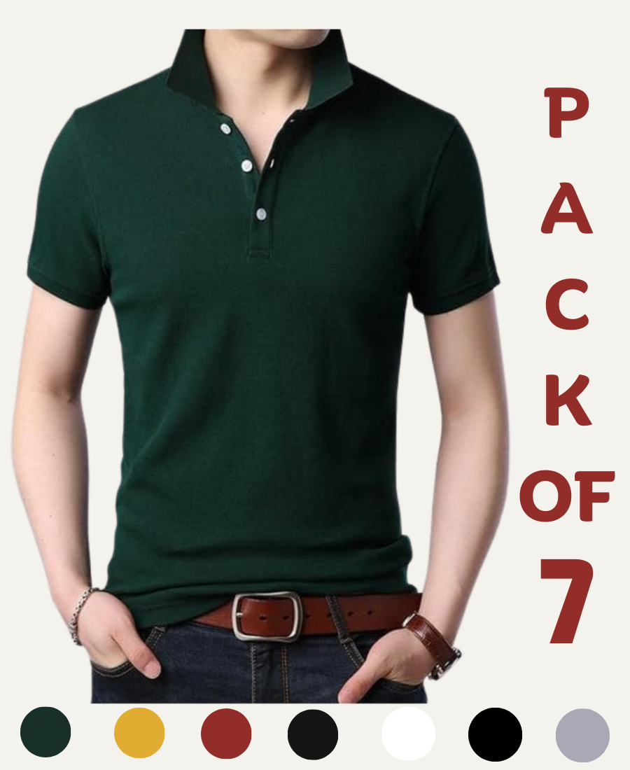 Cotton Polo T-Shirt Combo - Pack of 7