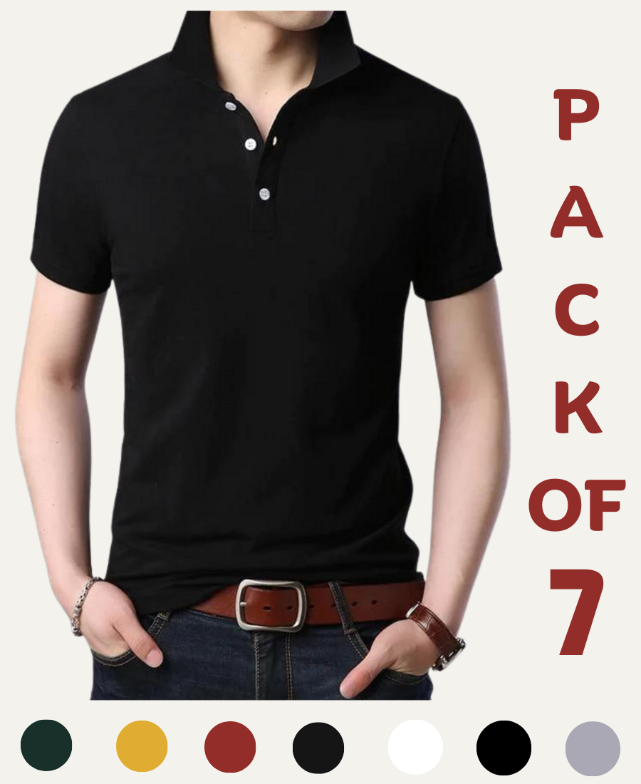 Cotton Polo T-Shirt Combo - Pack of 7