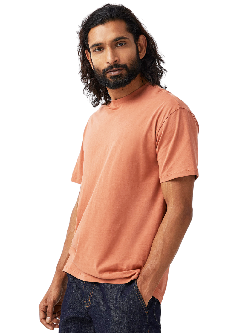 Half Sleeves Round Neck Orange T-Shirt