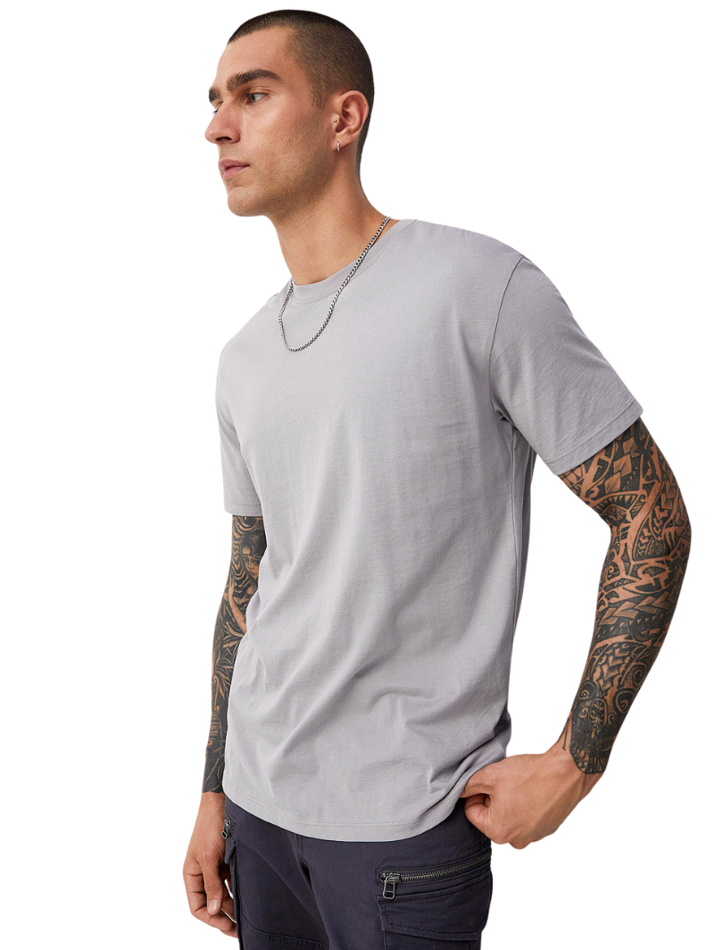 Half Sleeves Round Neck Grey T-Shirt