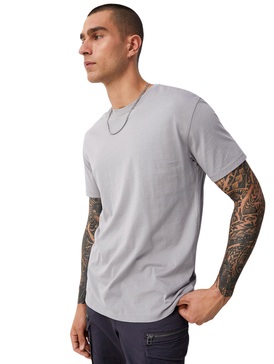 Half Sleeves Round Neck Grey T-Shirt