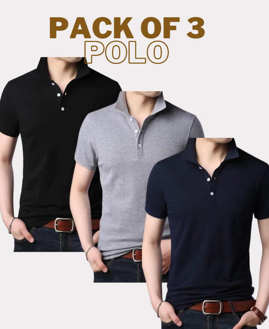 Cotton Polo T-Shirt Combo - Pack of 3