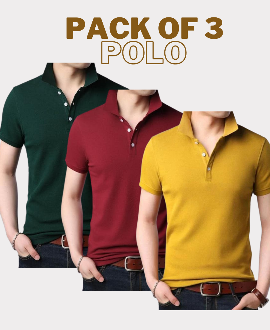 Cotton Polo T-Shirt Combo - Pack of 3