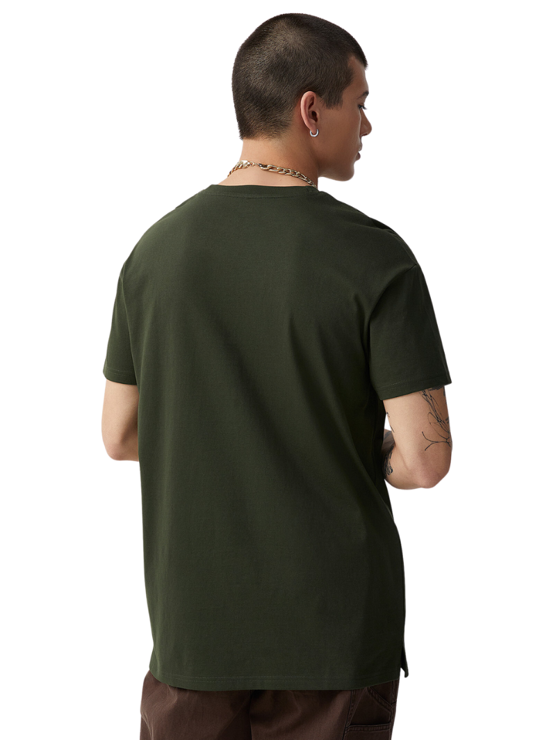 Half Sleeves Round Neck Black Plain T-Shirt