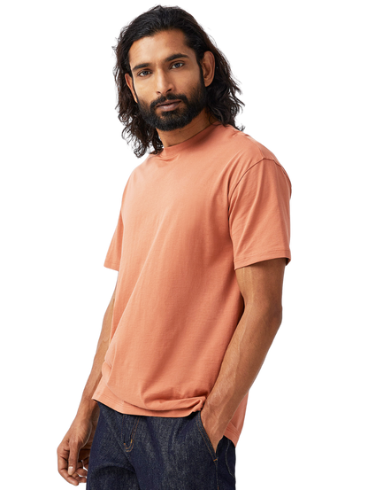 Half Sleeves Round Neck Orange T-Shirt