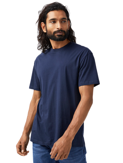 Half Sleeves Round Neck Blue T-Shirt