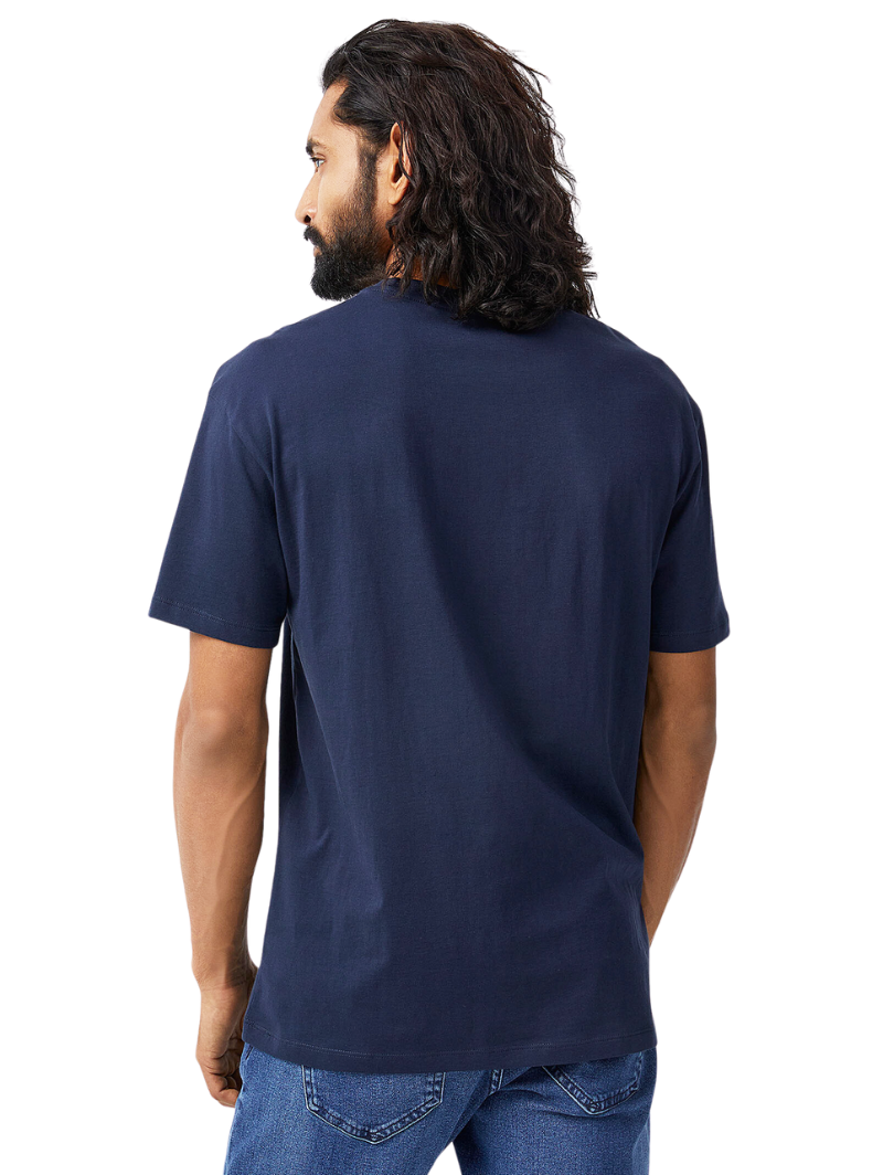 Half Sleeves Round Neck Blue T-Shirt