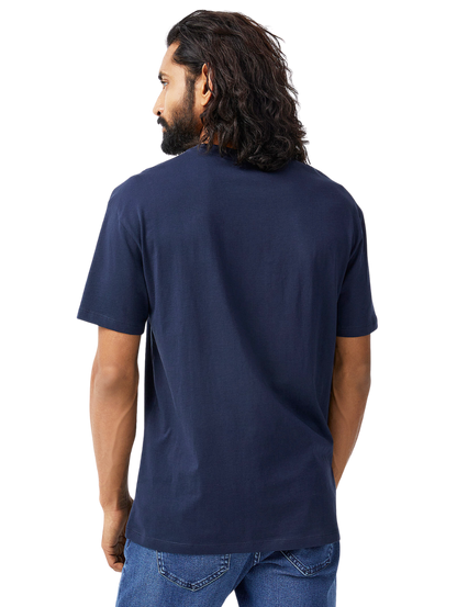 Half Sleeves Round Neck Blue T-Shirt