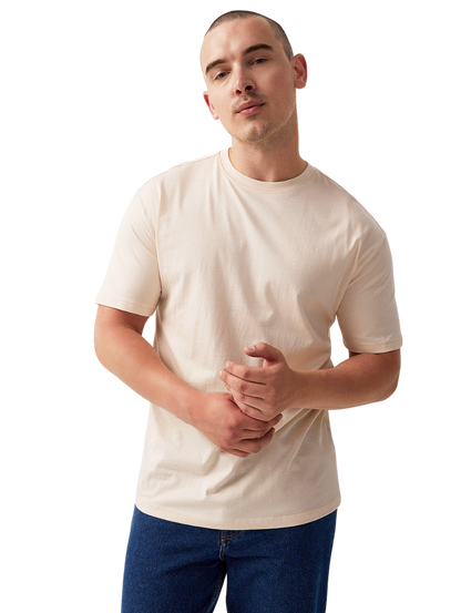 Half Sleeves Round Neck White T-Shirt