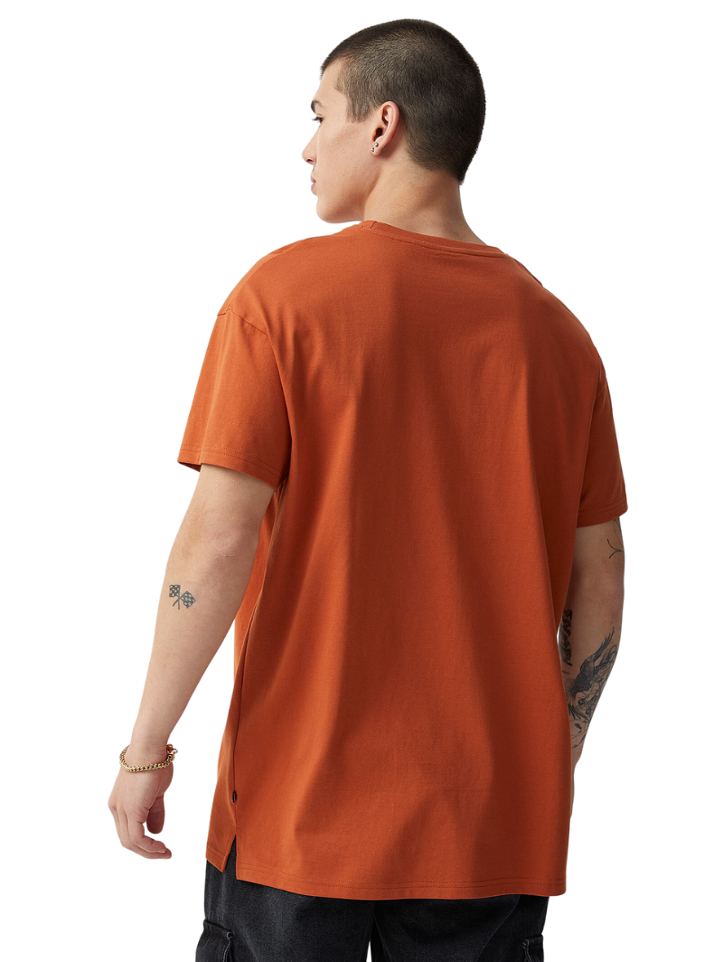 Half Sleeves Round Neck Orange T-Shirt