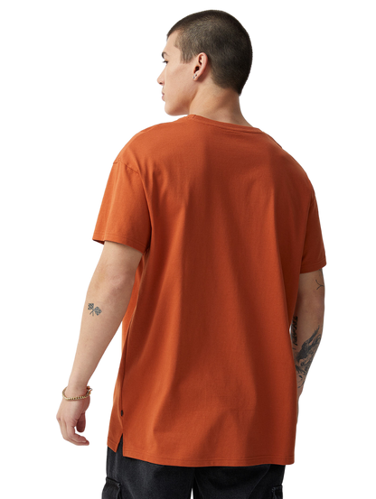 Half Sleeves Round Neck Orange T-Shirt