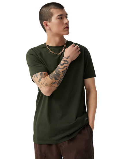 Half Sleeves Round Neck Black Plain T-Shirt