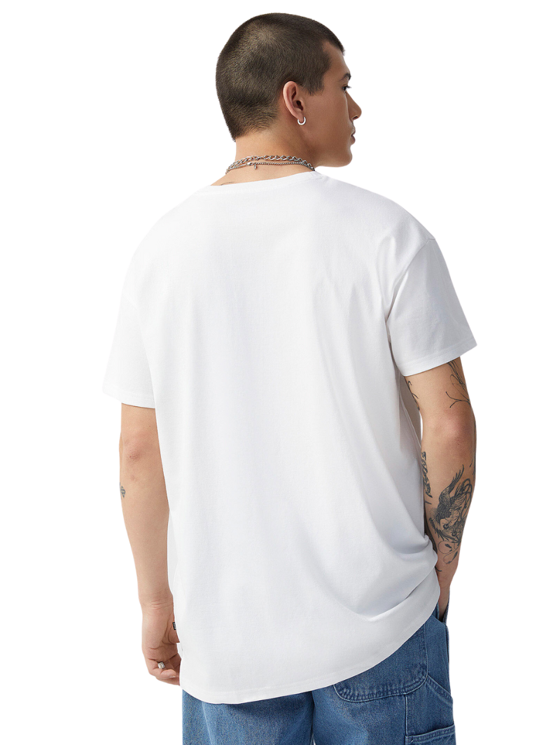 Half Sleeves Round Neck White T-Shirt